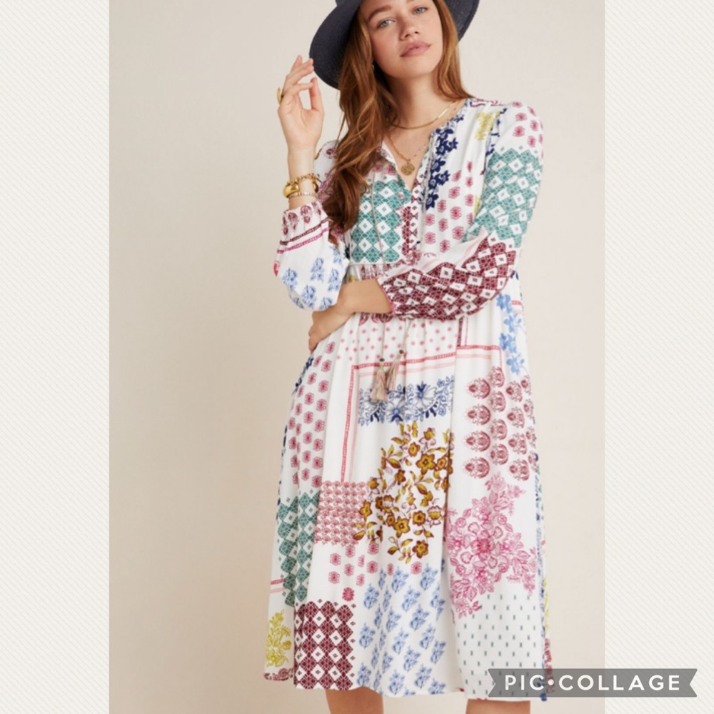 Anthropologie Daniel Rainn Westerly Patchwork Midi Dress